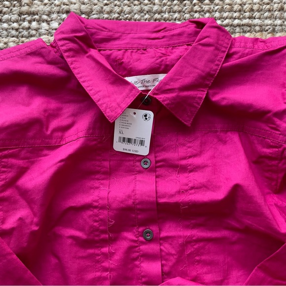 NEW Free People Remade Poplin Shirt In Punch Pink - Picture 7 of 13